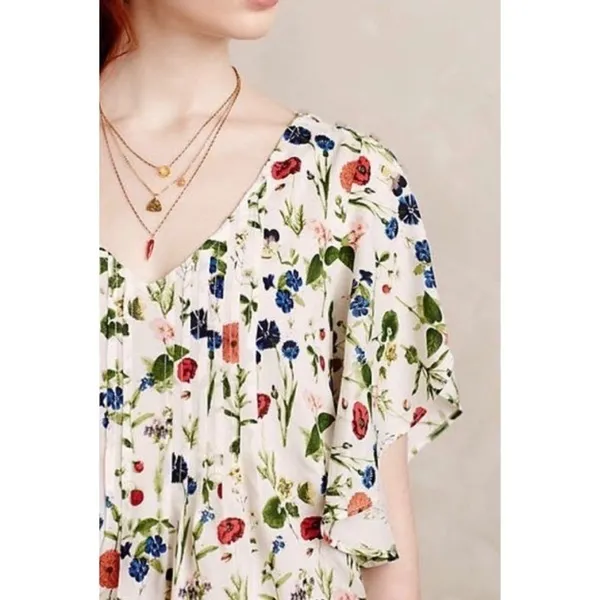 Anthropologie MAEVE Maya Floral Fluttered Top Blouse Strawberry Fruit Berries 2‎ - Image 5