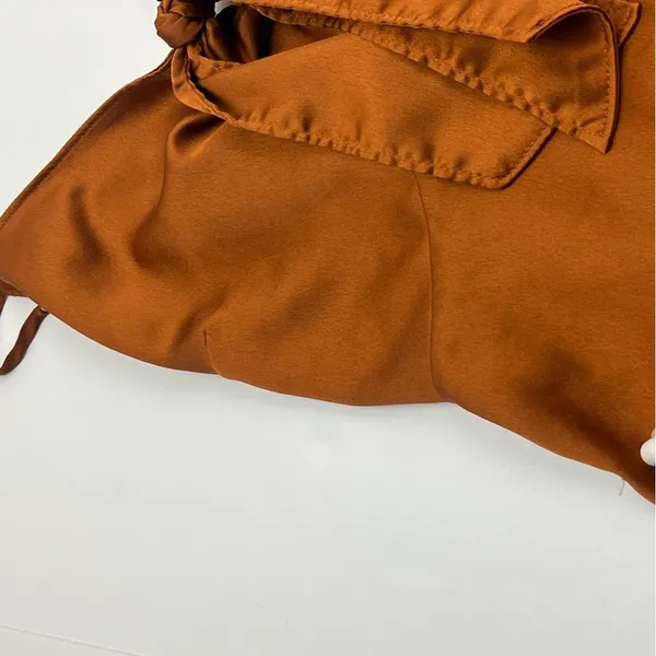 Abercrombie‎ & Fitch Satin Tie-Front Camisole Brown Womens Size Large Y2K *FLAWS - Image 6
