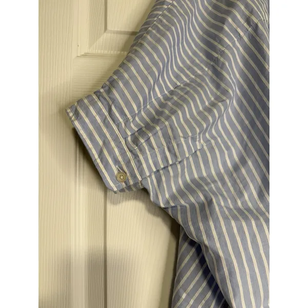 R13 Striped Button Up Shirt Blue White Dolman Oversized Boxy Top City Boy Preppy - Image 7