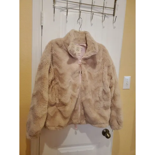 Urban Outfitters Light Pink Teddy Bear Zip Up Sherpa Fleece Women Size L Jacket - Image 2