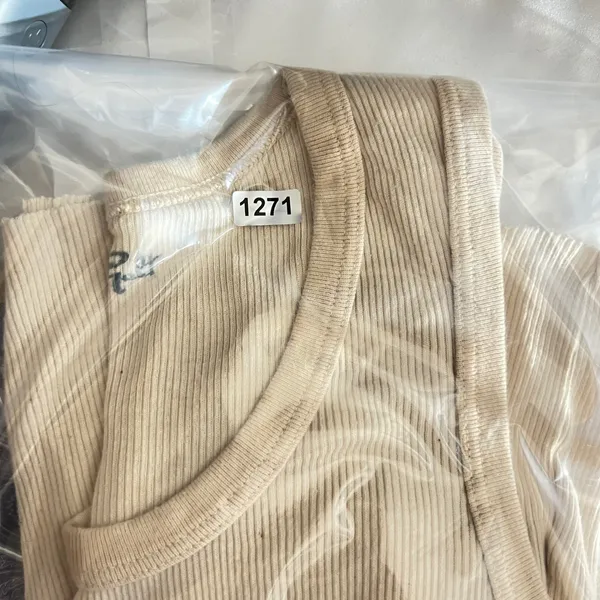 1271 | John Galt Radio Silence Graphic Ribbed Cropped‎ Tank Top Tan Womens OS - Image 7