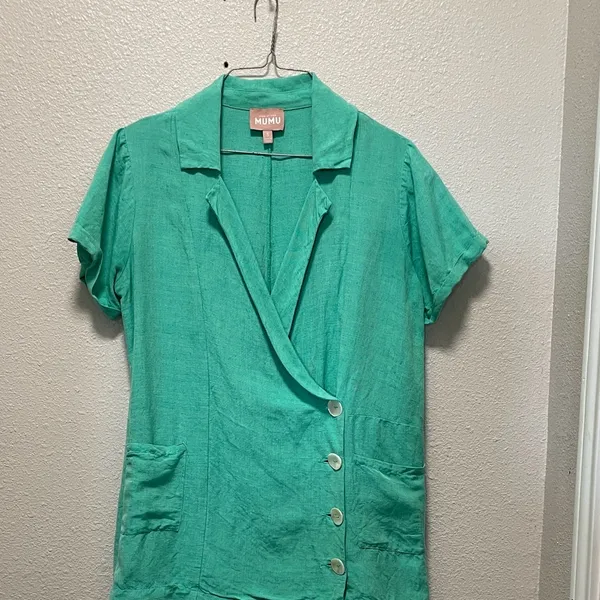 Show Me Your MuMu Teal Collared Top Size Small - Image 2