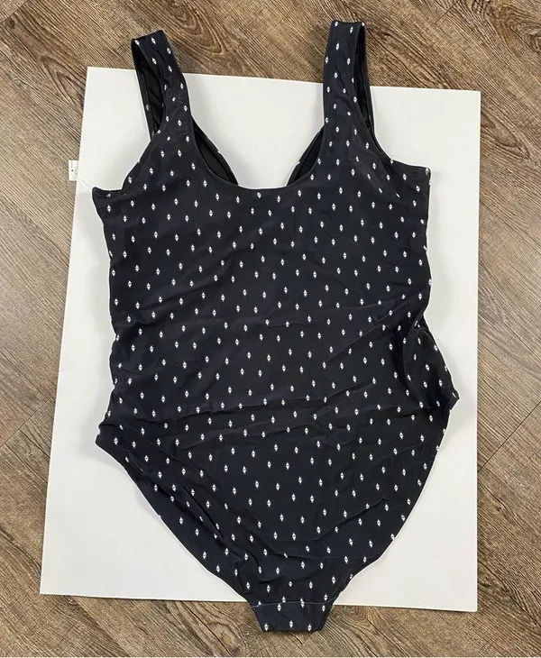Old Navy One Piece Swimsuit Women 2x Black With Details Cutout Tie One Piece - Image 6