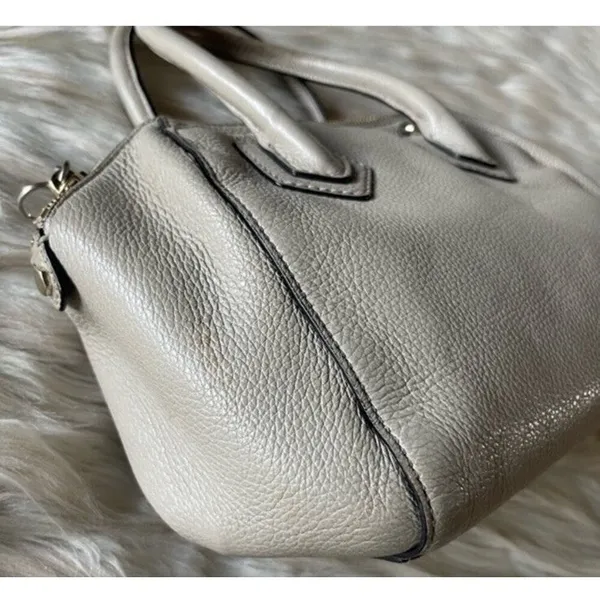 Rebecca‎ Minkoff Gray Pebbled Genuine Leather Satchel Handbag Silver Hardware - Image 10
