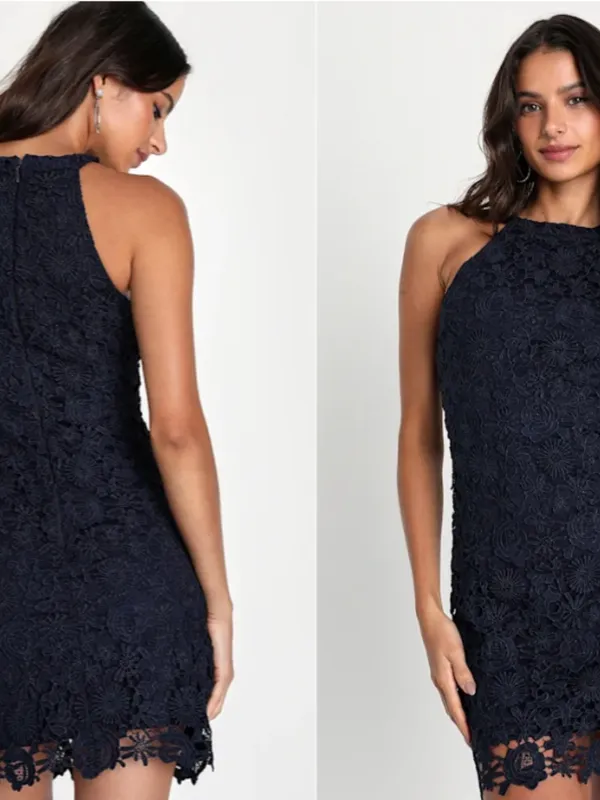 LULU's Prom Sexy Flowers Floral Chic Wedding Formal Event Embroidered Mini Dress - Image 6