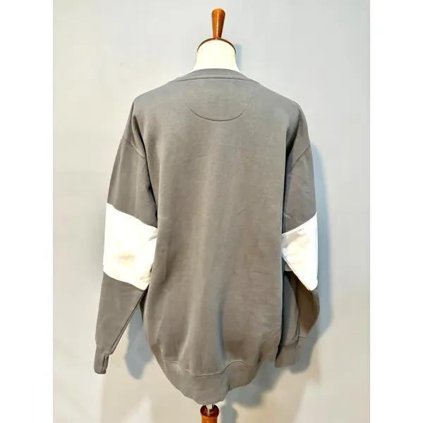 Oversized Softball Sweatshirt Gray White Colorblock Size Medium Pullover Comfy - Image 3
