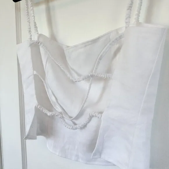 Reformation‎ | Amaya Strappy Open-Back 100% Linen Top in White - Image 8