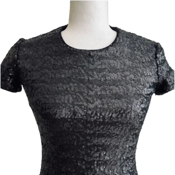 Bailey 44 Top Celebration Black Sequined Crewneck Short Sleeve Top XS NEW - Image 5