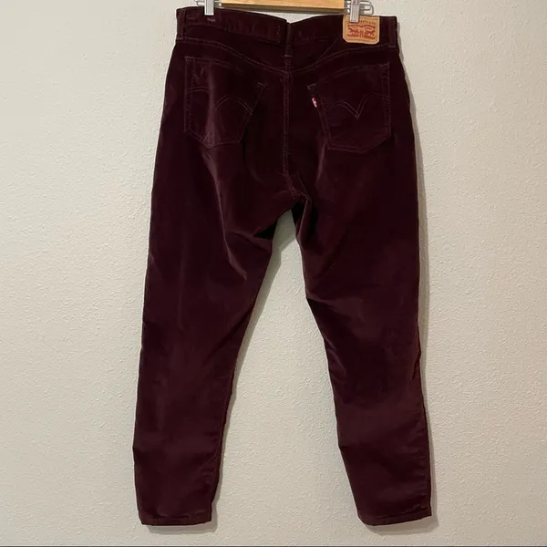 Levi’s Wedgie Skinny Burgundy High Rise Velveteen Womans Jeans Pants 33 Corduroy - Image 6