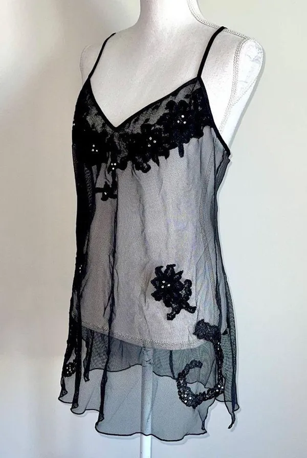 Victoria’s Secret Rhinestone Goth Fishnet Slip - Image 2