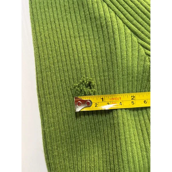 Melony New York Green Ribbed Knit Top -‎ Lace Trim - Flawed/TLC Fine Merino Wool - Image 9