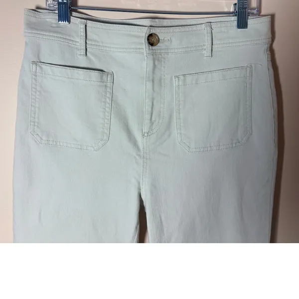 Loft Made and Loved High Rise Wide Leg Jeans Cream Off White 8‎ 29-pants hemmed - Image 4