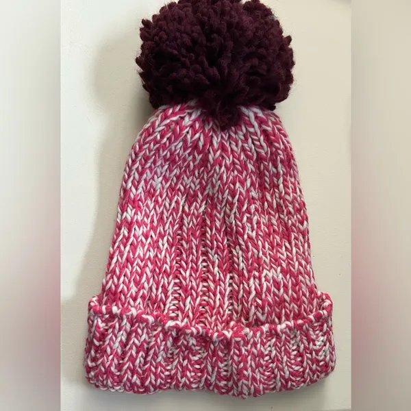 Aeropostale Women’s Pink & White Knit Pom Beanie & Scarf Set NWT - Image 5