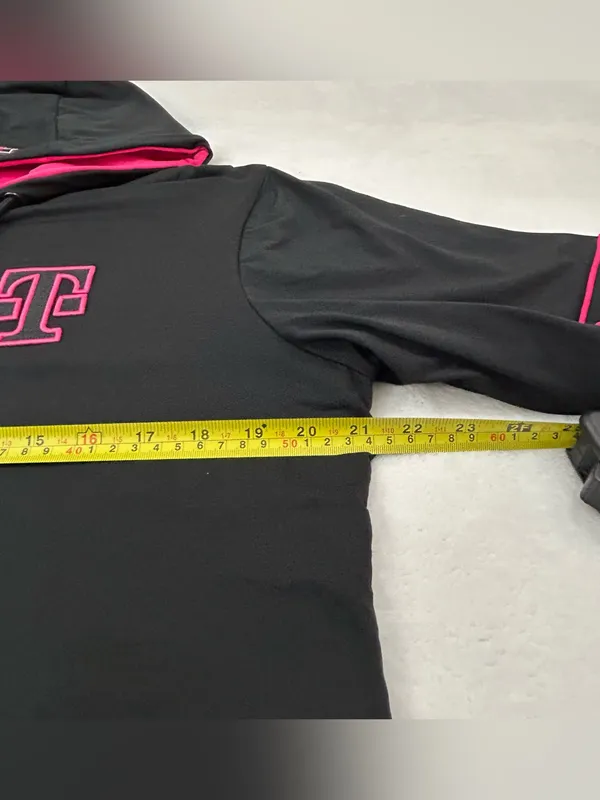 T-Mobile Black & Pink Full Zip Up Reversible Hoodie Sweatshirt Women’s Size L - Image 7
