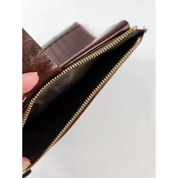 Twenty Card Slots ID Leather Brown Full Size‎ Wallet Coins Money Zipper Holder - Image 4