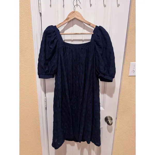 ANTHROPOLOGIE Maeve Puff-Sleeved Sweetheart Mini dress M BLUE color - Image 6