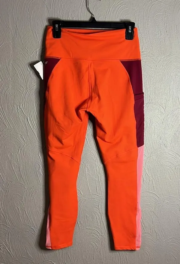Powerhold leggings with pockets in orange, pink, maroon size M - Image 3