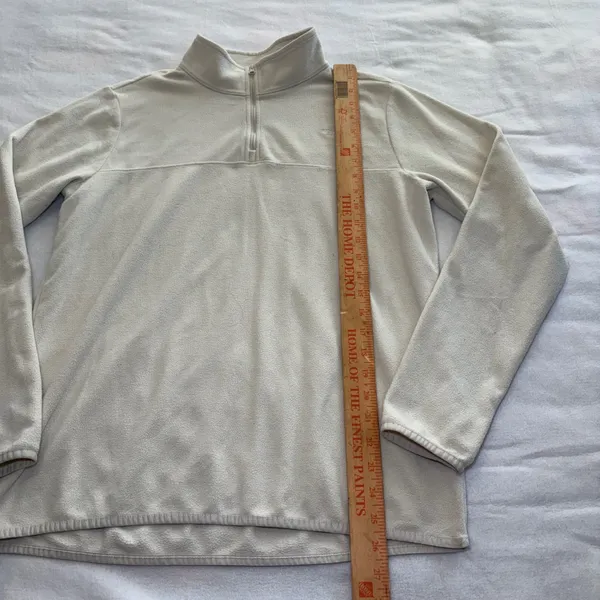 The North Face Womens 100 Glacier 1/4 Zip Fleece Pullover Cream White Large - Image 3