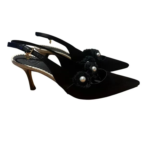 Tory Burch Penelope Black Slingback Heels Sz. 6.5 - Image 3