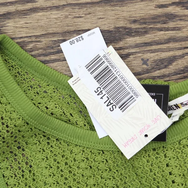 NWT Miken Womens Crochet Cover Up Tank I2417K711 Woodbine Green L - Image 5