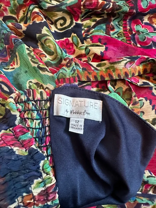 Signature Multicolor Tiered Maxi Dress Flowy Boho Resort Wear Summer Size 12 - Image 9