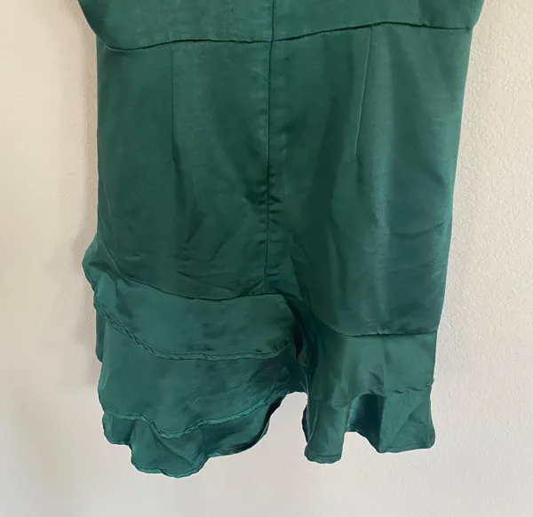 Lulu’s Emerald Green Satin Mini Dress With Ruffle Detail Size Small - Image 7