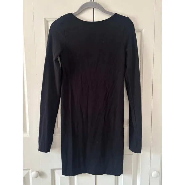Unbranded Black Long Sleeve Bodycon Mini Dress Thumb Hole Stretch XS - Image 7