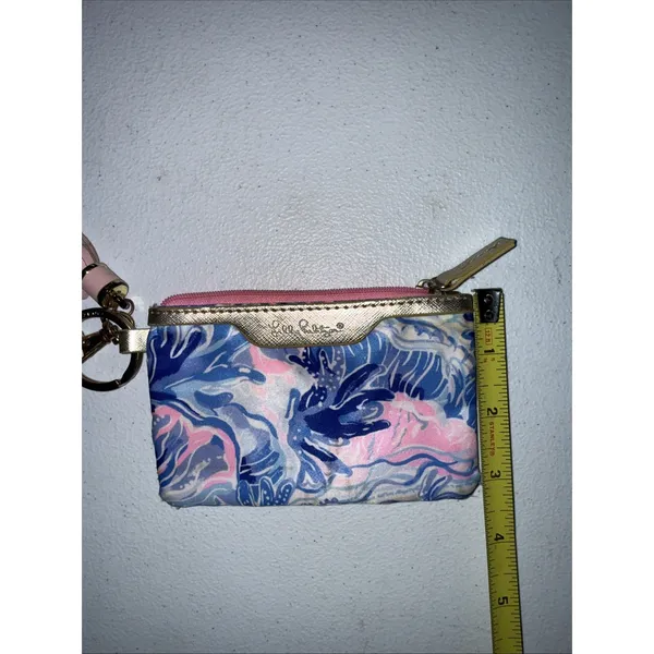 Lily Pulitzer ID Case Keychain wallet travel Hot Pink & Blue - Image 5
