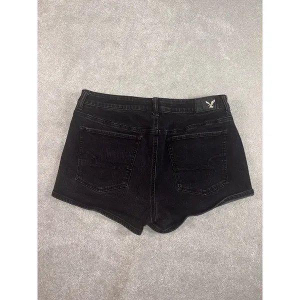 american eagle hi‎ rise shortie black shorts size 12 AEO denim x4 - Image 6