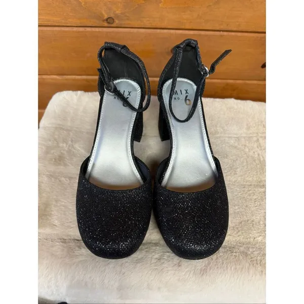 Mix No. 6 Charlotte pumps block heel Black/Silver glitter Sz 6 NWOT - Image 6