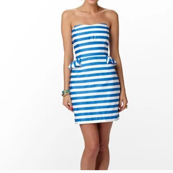 Lilly Pulitzer Pink and White Striped Strapless Mini Dress - Image 3