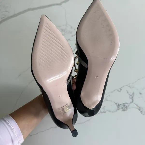 vinci Napa Siyah leather studded pointed heels Size 38 NEW - Image 4