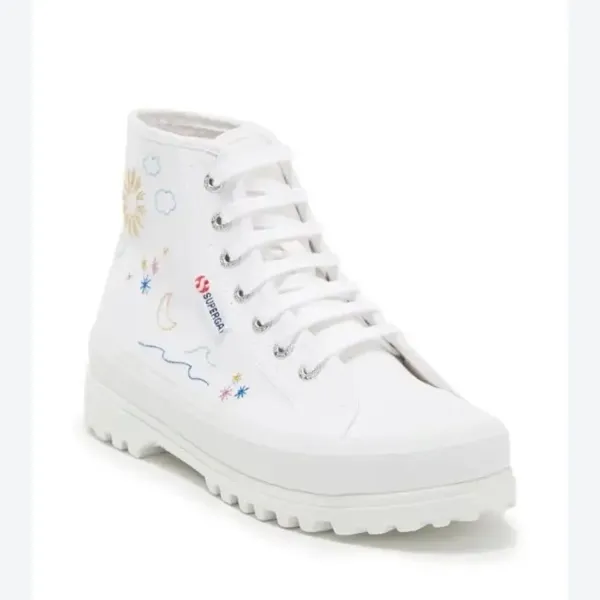 Superga White & Blue Embroidered Accent Alpina Plao Hightop Sneakers.(Size 7.5) - Image 2