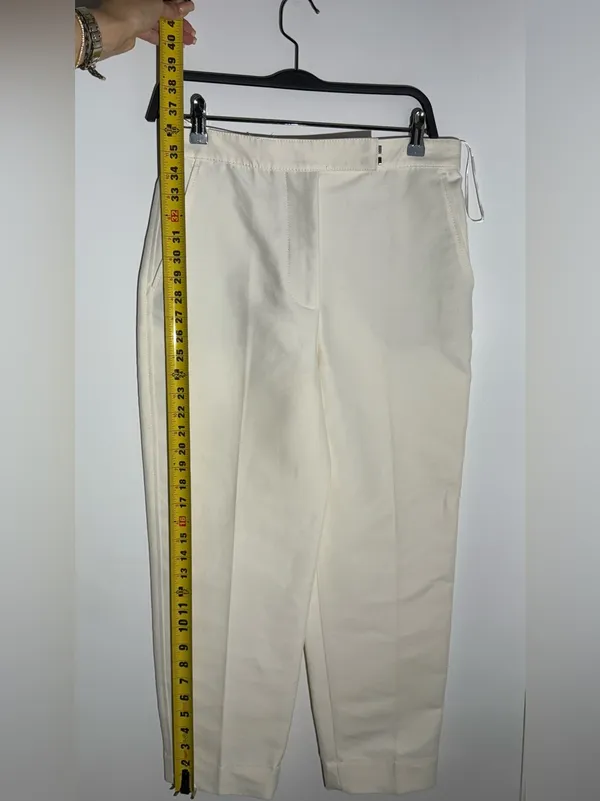 Zara Cream Straight-Leg Ankle Trousers - Image 6