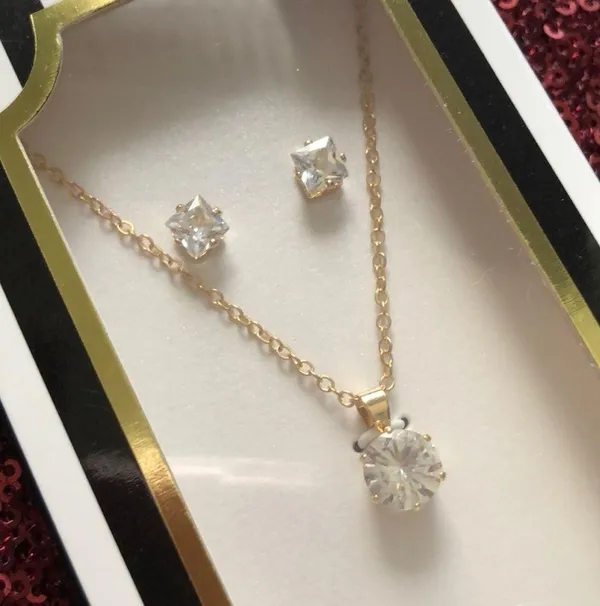 CZ Gold Necklace & Earring Set NWT - Image 3