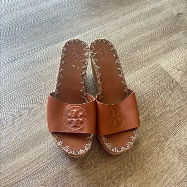 Tory Burch Wedge Leather Sandals - Image 2
