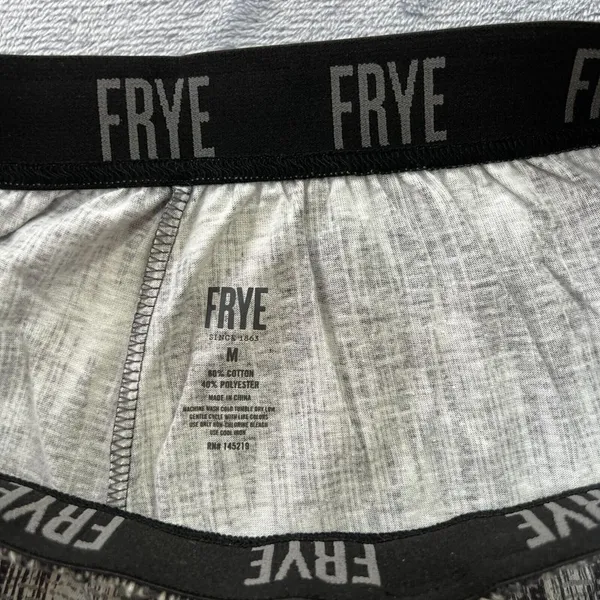 FRYE Premium Sleepwear Mens Medium Flannel Print Notched Set Gray Cotton Blend‎ - Image 8