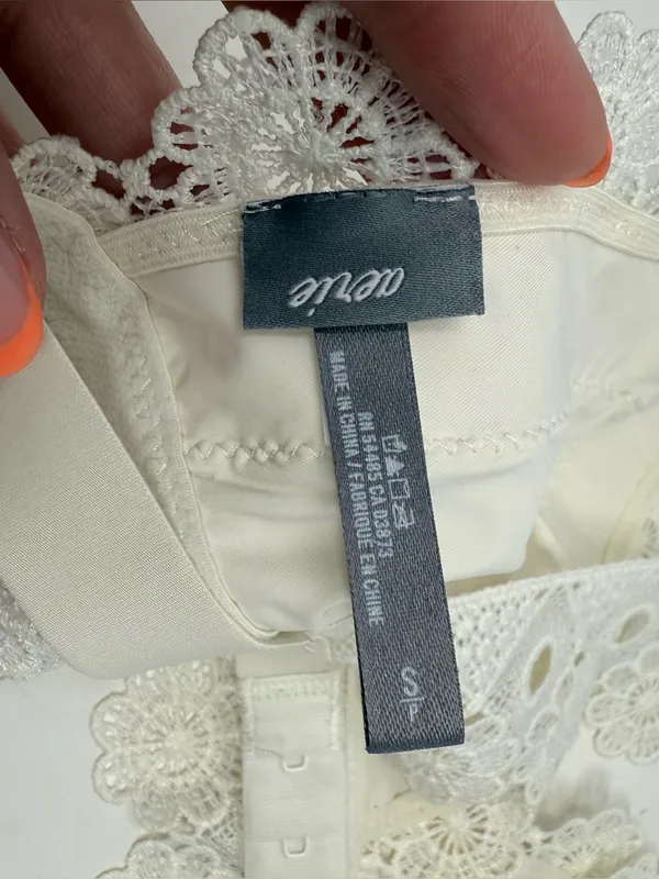 Aerie White Floral Lace Racerback Bralette Small Romantic Bridal Bachelorette - Image 4