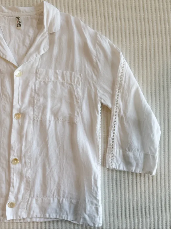 Intimately by Free People Linen Button Down Shirt with Mother of Pearl Buttons - Image 4
