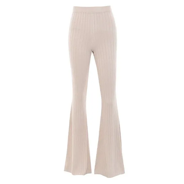 House of CB Viola Ribbed Knit‎ High Waist Flare Trousers Size Large - Image 4