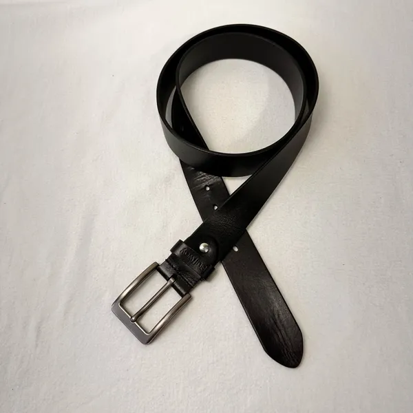 Buffway Men's Leather Black Belt Size 46 Classic Casual Brass Buckle Handmade - Image 4
