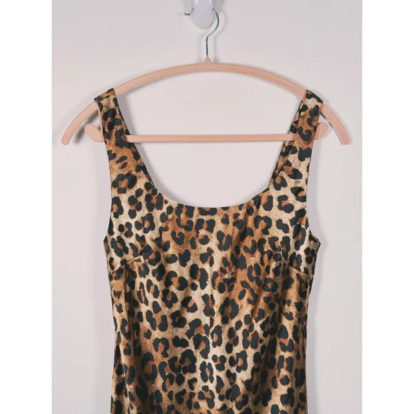 Y2K ASOS Womens Leopard Print Maxi Dress Size 6 Brown Glam Party Night Out - Image 6