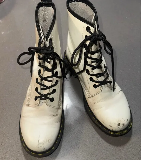 Dr. Martens White Leather Combat Boots size 8 Women’s - Image 4