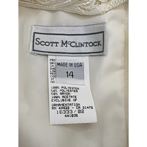 Vintage‎ Scott McClintock Ivory Cream Lace Pleated Dress Evening Gown Size 14 - Image 8