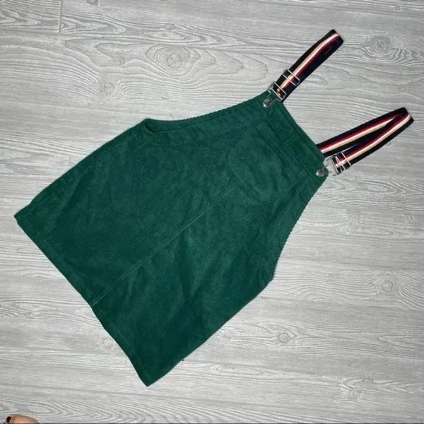 Nwt forever 21 striped strap corduroy overall dress green size large - Image 3