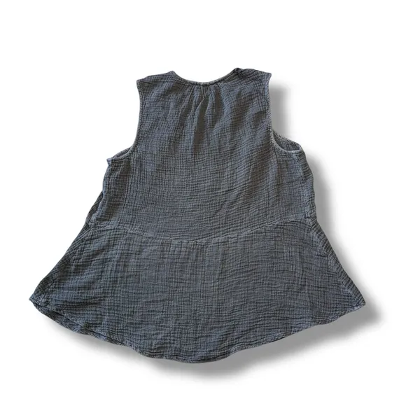 Faherty Women's Gray Gauze V-Neck Sleeveless Tunic Top Size S Organic‎ Cotton - Image 5
