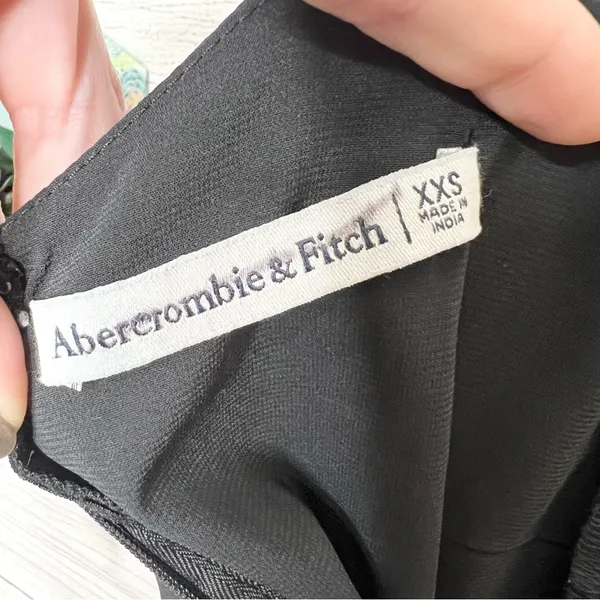 Abercrombie & Fitch Black Asymmetrical Bodycon Ruched Midi Dress Size XXS - Image 11