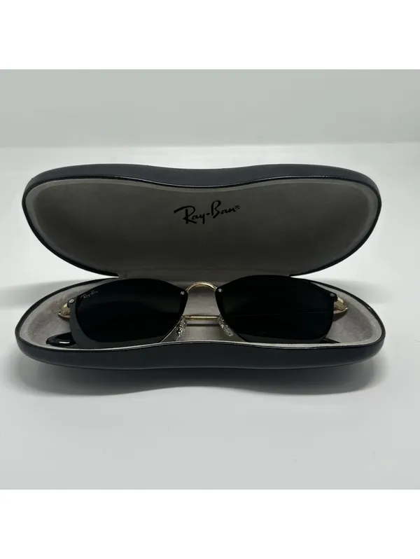 Ray-Ban RB3574 Black and Gold Round Sunglasses with Green Lenses - Image 13