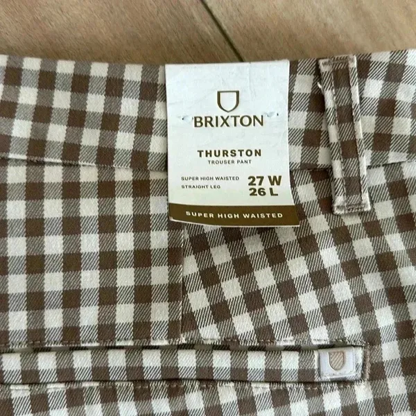 NWT Brixton Thurston Pants Twig/White Cap Super High Waist Straight Leg 27 W 26L - Image 12