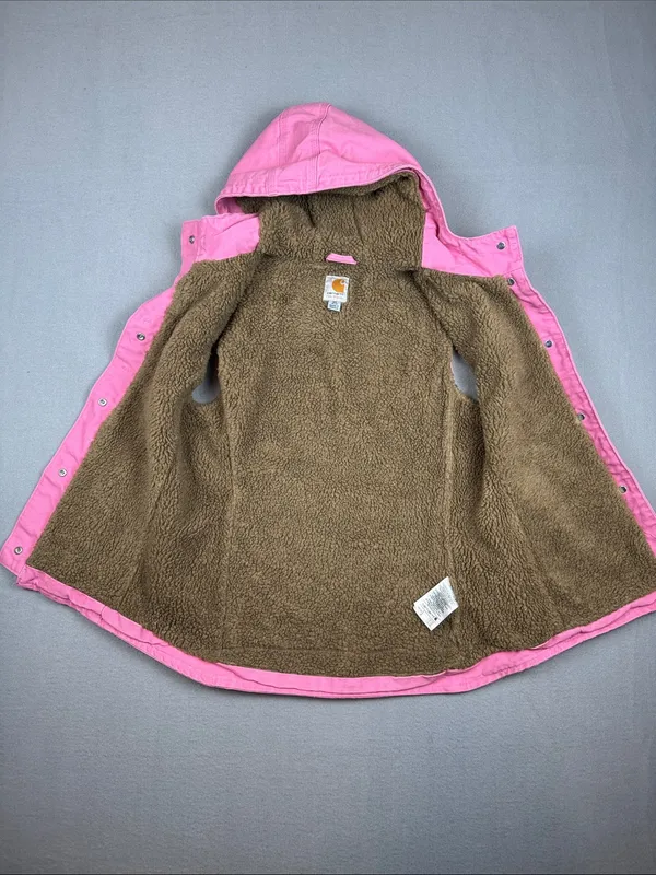 Carhartt Bubblegum Pink Hooded Sherpa-Lined Workwear Vest Size: XS (0/2) - Image 8